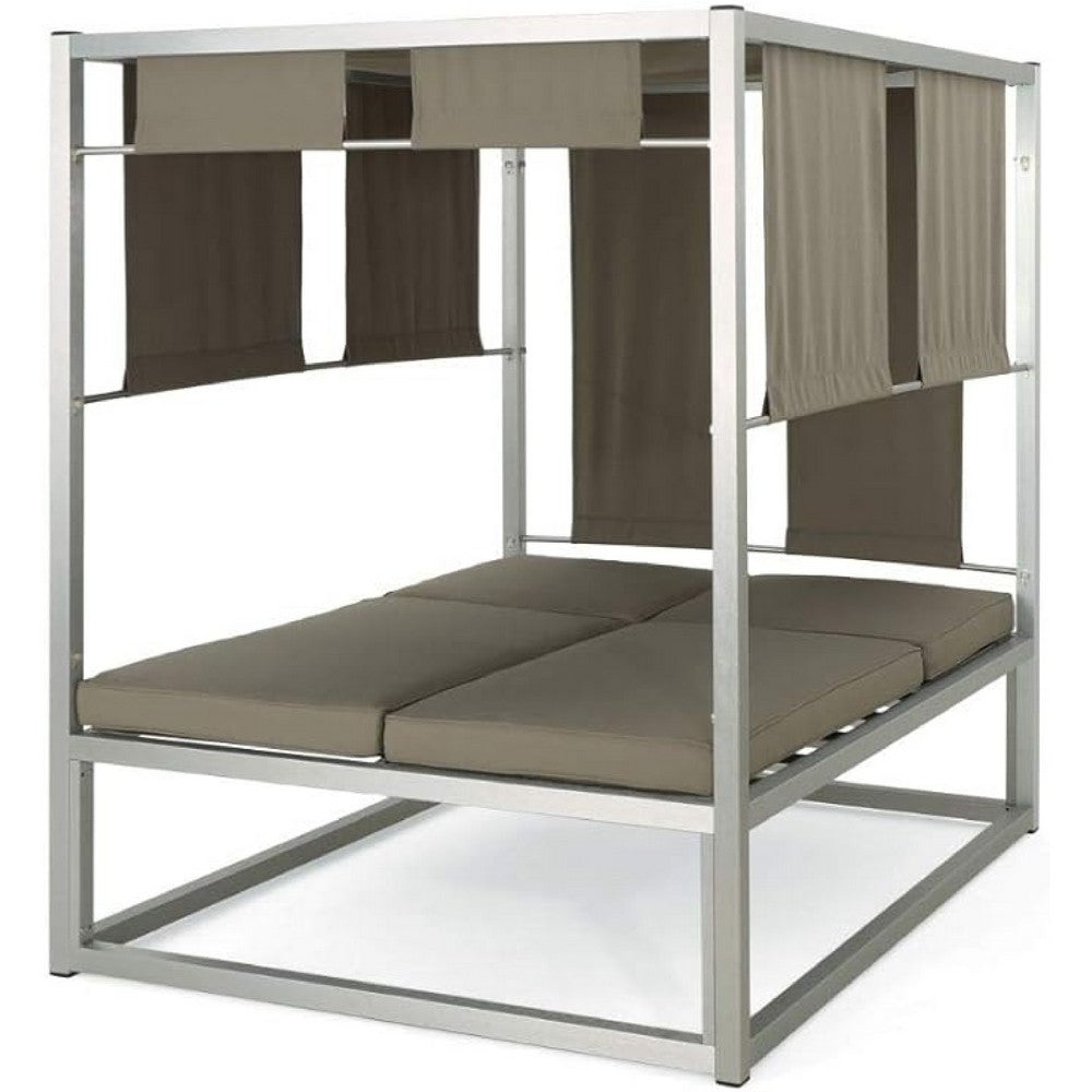 Hemin Outdoor Daybed, Khaki Water-Resistant Fabric, Aluminum, 80 Inch -BM335651