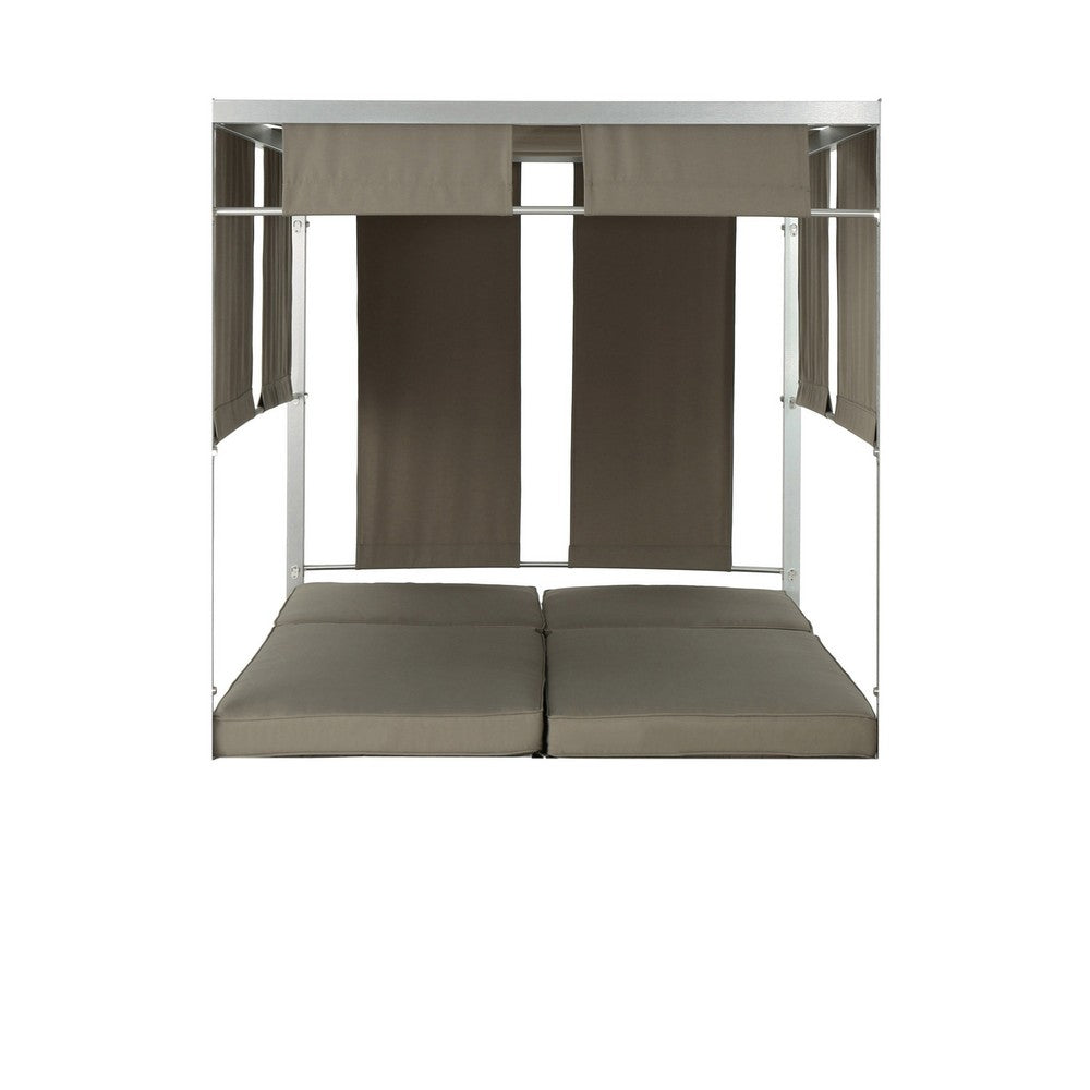 Hemin Outdoor Daybed, Khaki Water-Resistant Fabric, Aluminum, 80 Inch -BM335651