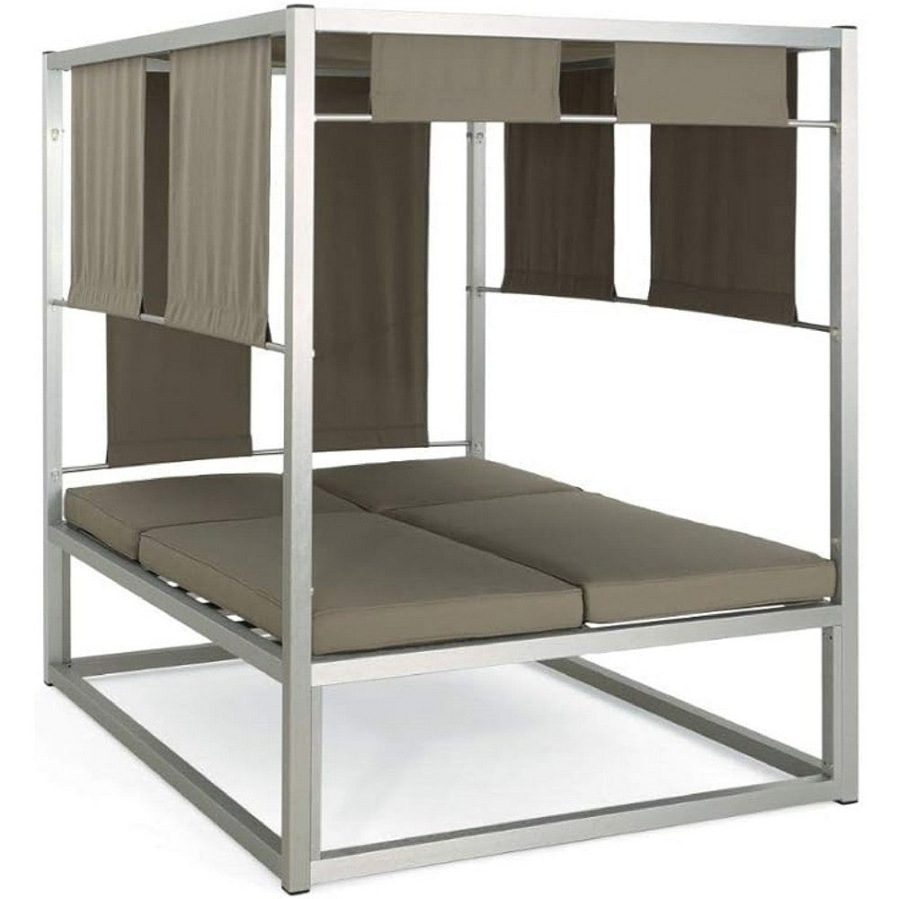 Hemin Outdoor Daybed, Khaki Water-Resistant Fabric, Aluminum, 80 Inch -BM335651