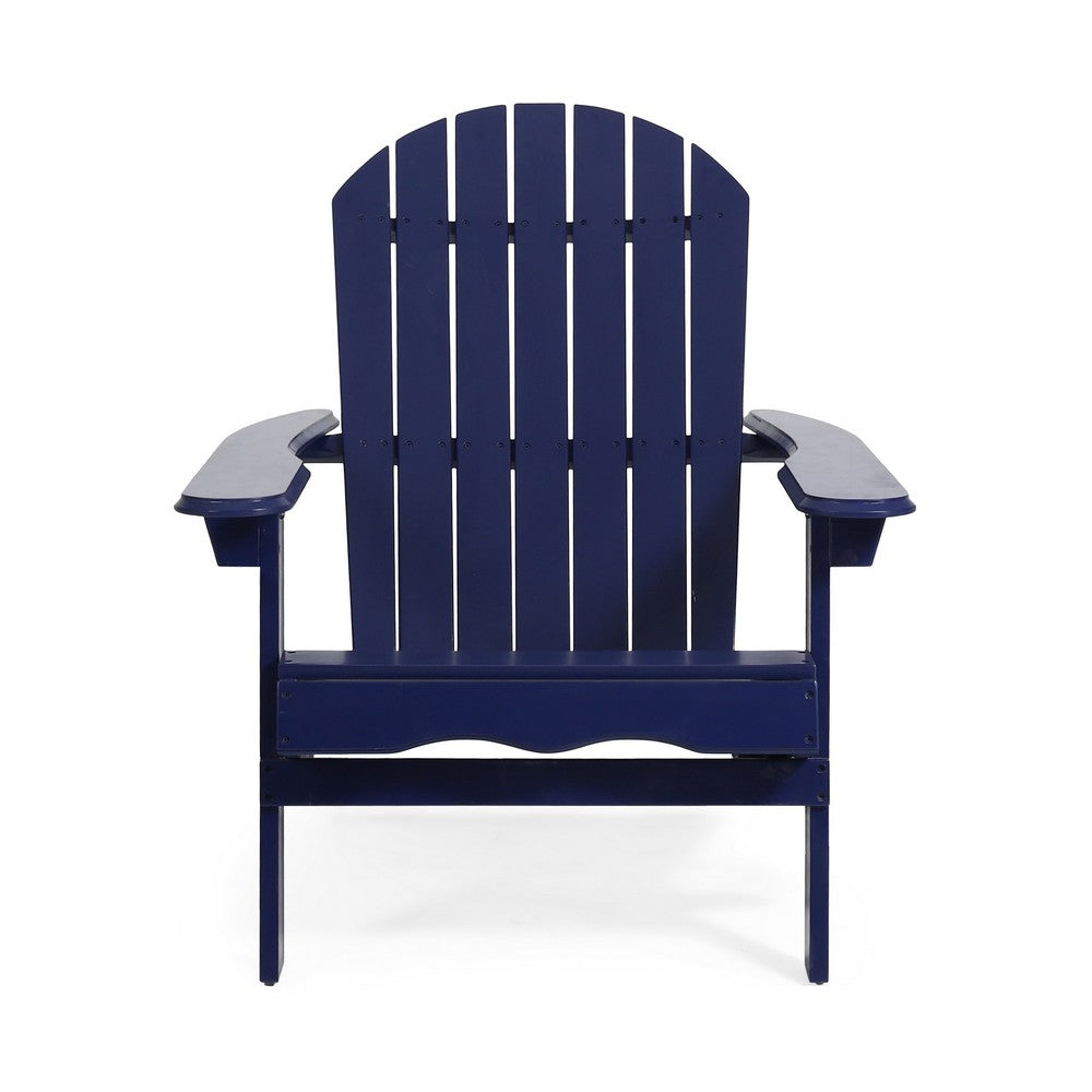 Libo Outdoor Adirondack Chair, Blue Acacia Wood Frame, Slat Panels -BM335662