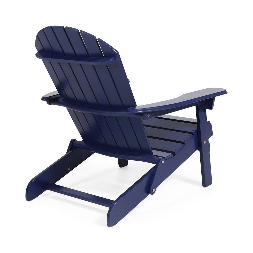 Libo Outdoor Adirondack Chair, Blue Acacia Wood Frame, Slat Panels -BM335662