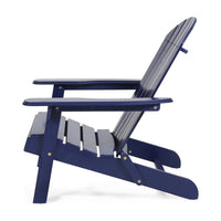 Libo Outdoor Adirondack Chair, Blue Acacia Wood Frame, Slat Panels -BM335662