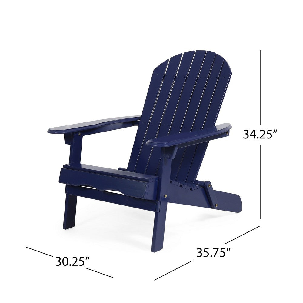 Libo Outdoor Adirondack Chair, Blue Acacia Wood Frame, Slat Panels -BM335662