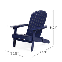Libo Outdoor Adirondack Chair, Blue Acacia Wood Frame, Slat Panels -BM335662