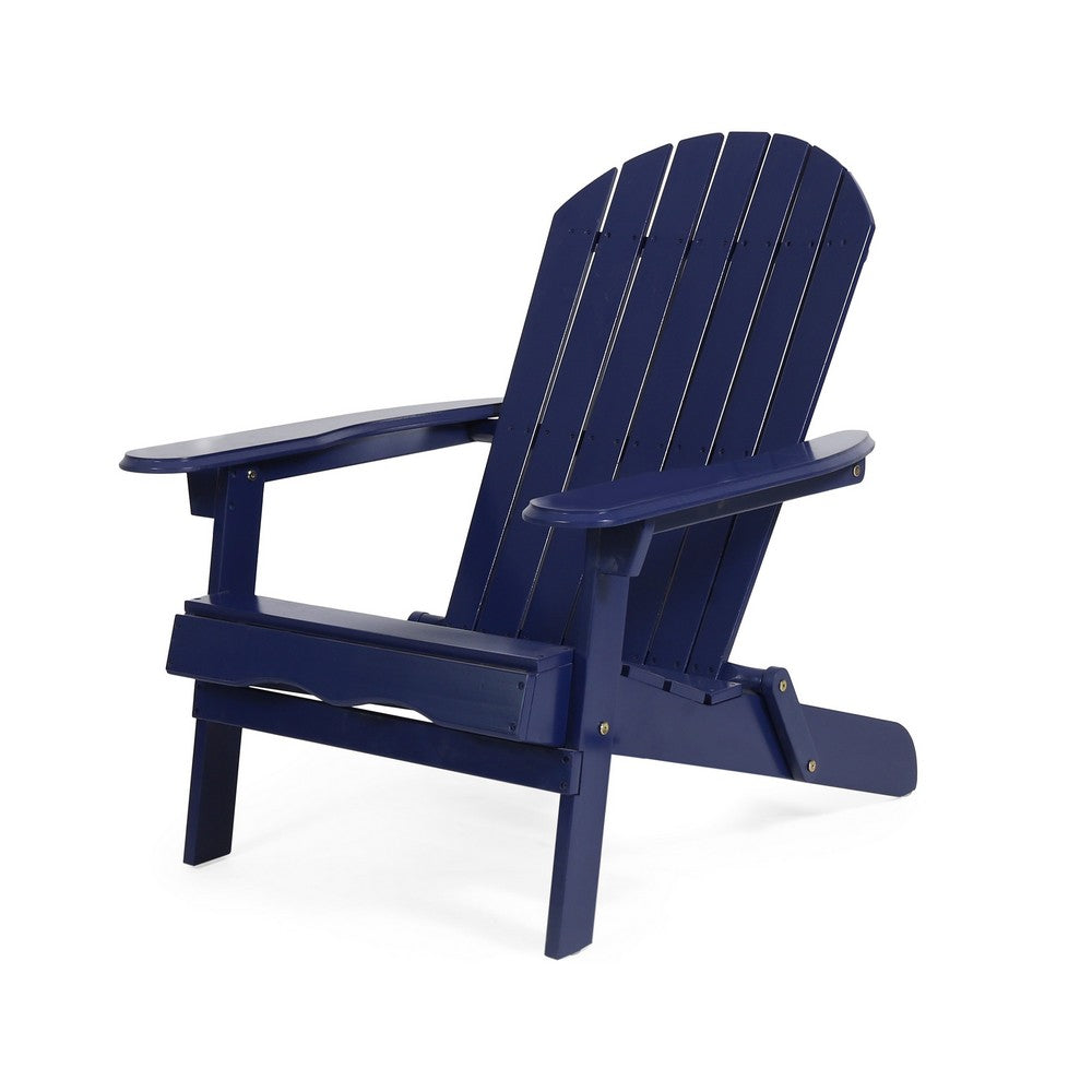 Libo Outdoor Adirondack Chair, Blue Acacia Wood Frame, Slat Panels -BM335662