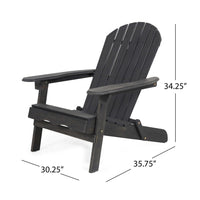 Libo Outdoor Adirondack Chair, Gray Acacia Wood Frame, Slat Panels -BM335663