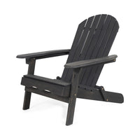 Libo Outdoor Adirondack Chair, Gray Acacia Wood Frame, Slat Panels -BM335663