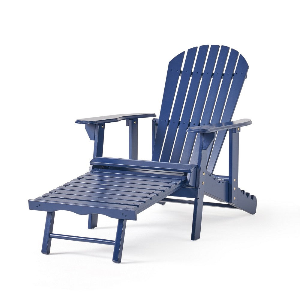 Libo Reclining Outdoor Adirondack Chair, Slatted Blue Acacia Wood -BM335664