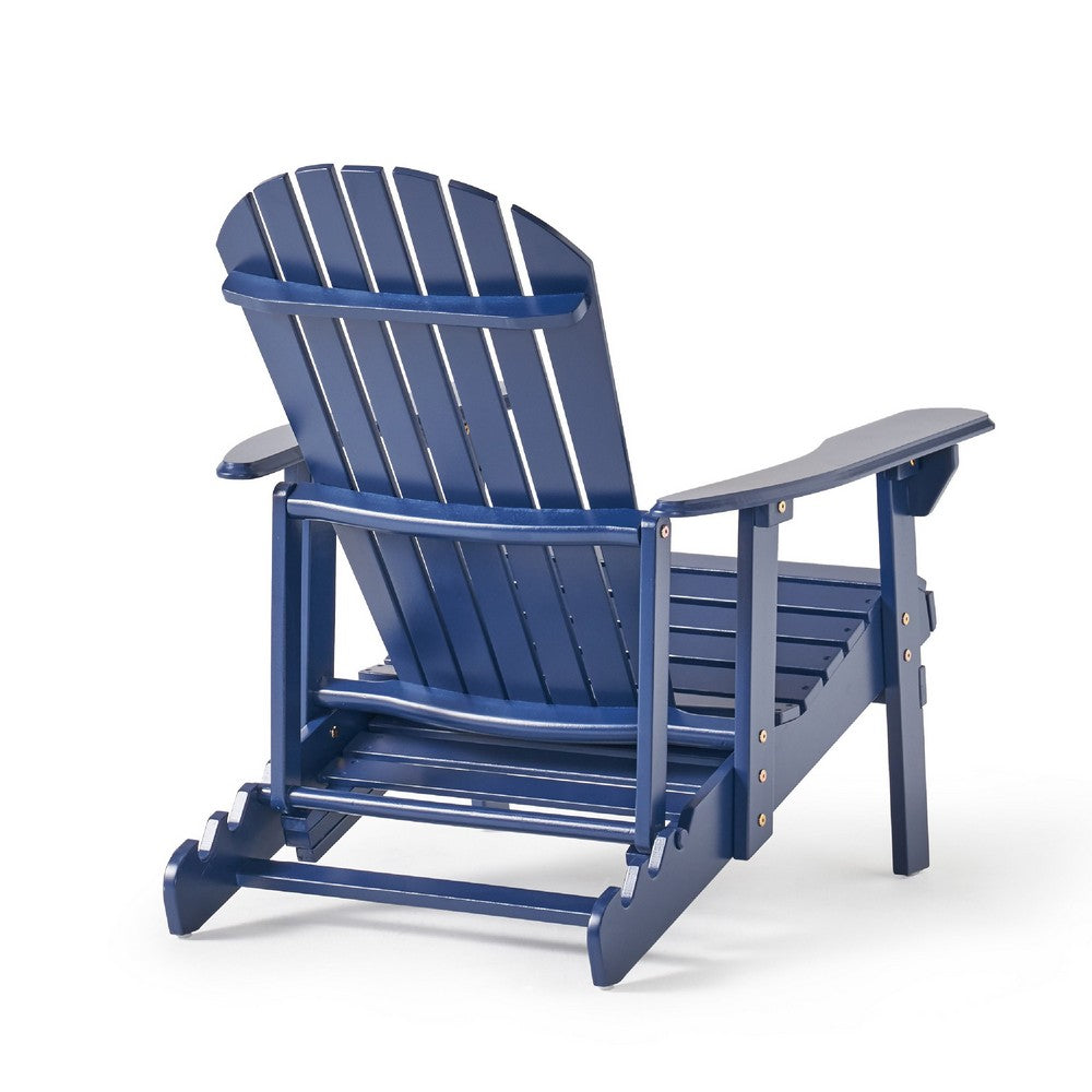 Libo Reclining Outdoor Adirondack Chair, Slatted Blue Acacia Wood -BM335664