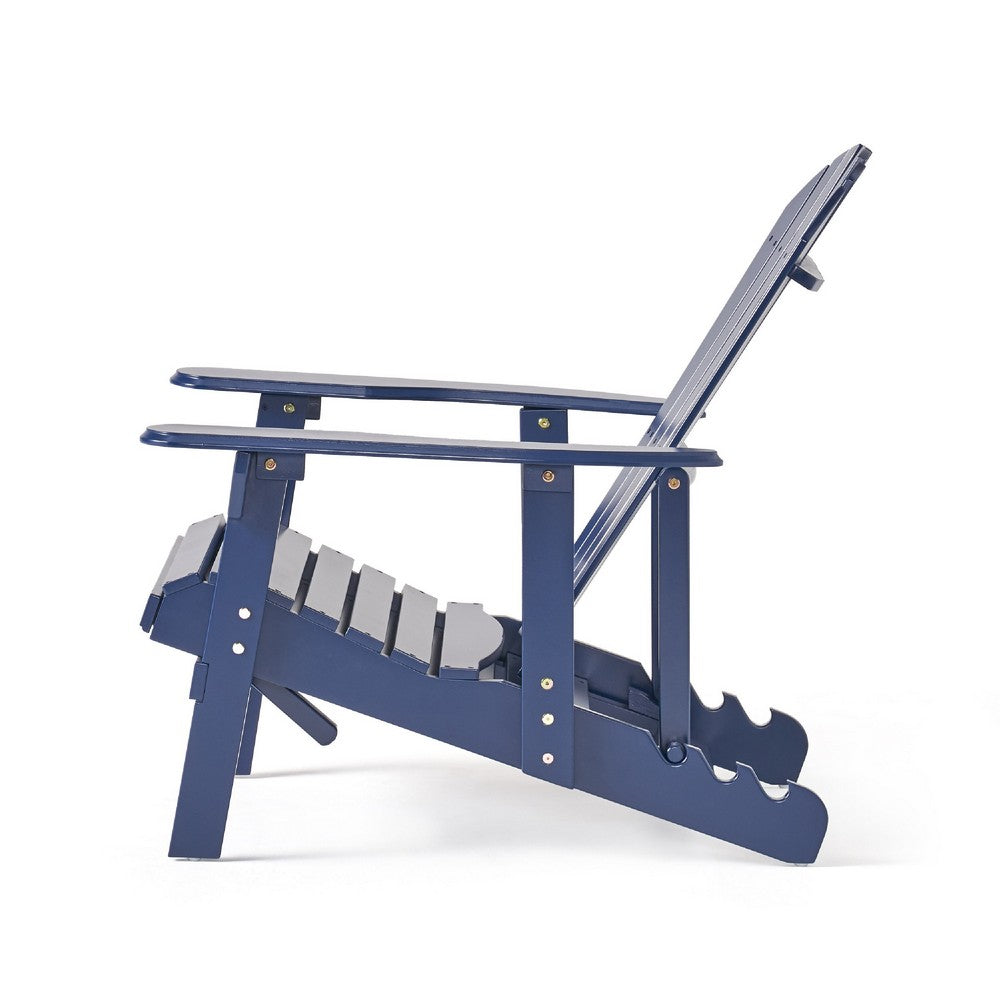 Libo Reclining Outdoor Adirondack Chair, Slatted Blue Acacia Wood -BM335664