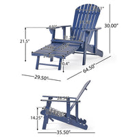 Libo Reclining Outdoor Adirondack Chair, Slatted Blue Acacia Wood -BM335664