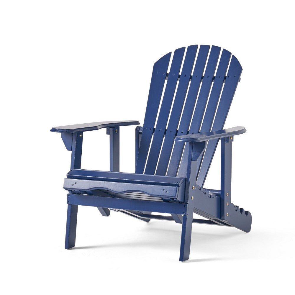 Libo Reclining Outdoor Adirondack Chair, Slatted Blue Acacia Wood -BM335664