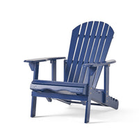 Libo Reclining Outdoor Adirondack Chair, Slatted Blue Acacia Wood -BM335664