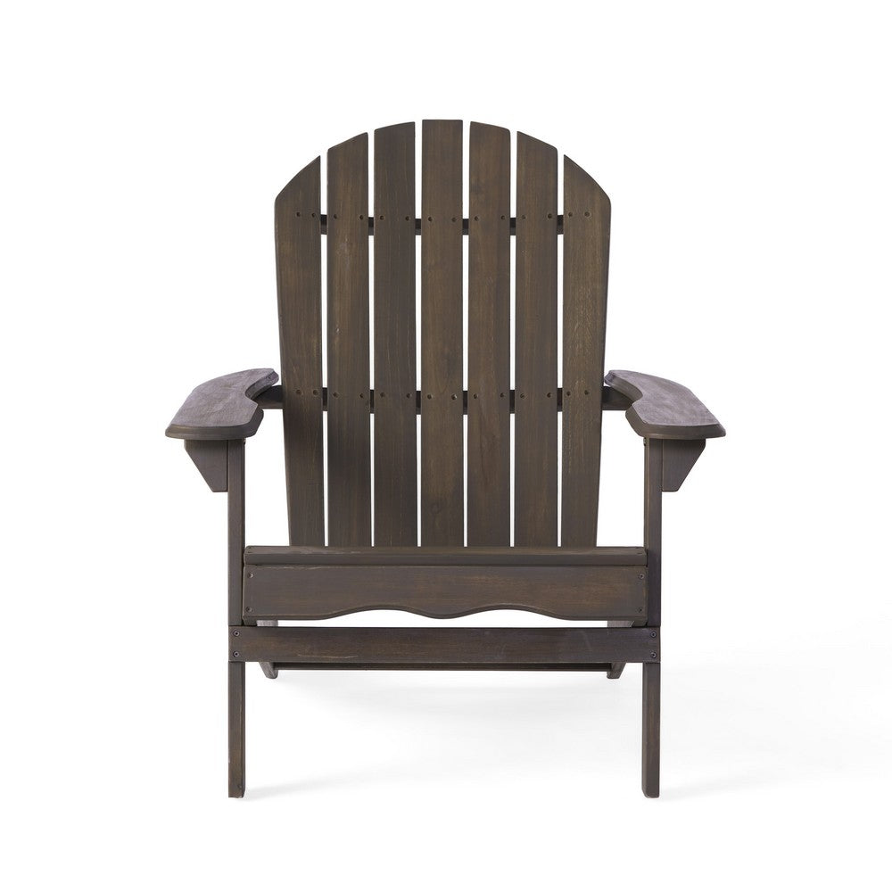 Libo Outdoor Adirondack Chair, Taupe Gray Acacia Wood, Slat Panels -BM335665