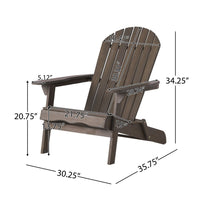 Libo Outdoor Adirondack Chair, Taupe Gray Acacia Wood, Slat Panels -BM335665