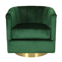 Nera Swivel Armchair, Tufted Emerald Green Velvet, Gold Metal Base -BM335682