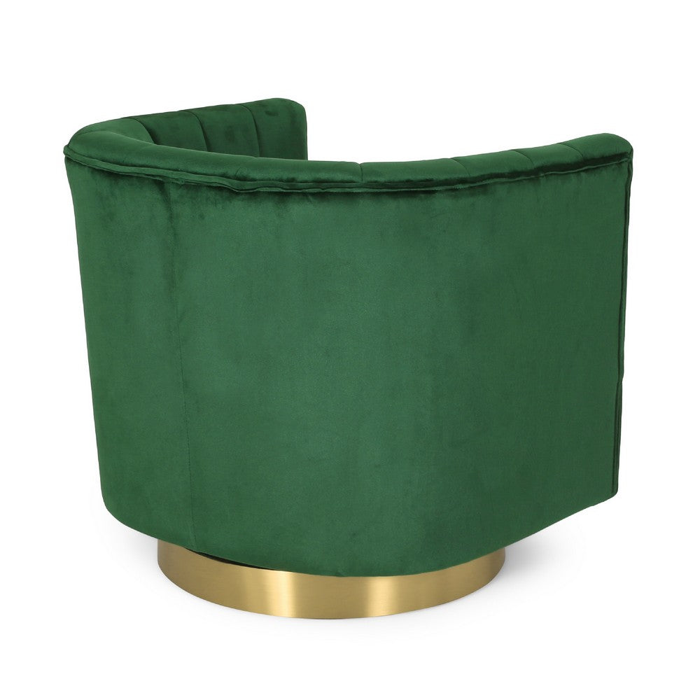 Nera Swivel Armchair, Tufted Emerald Green Velvet, Gold Metal Base -BM335682