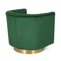 Nera Swivel Armchair, Tufted Emerald Green Velvet, Gold Metal Base -BM335682