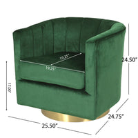 Nera Swivel Armchair, Tufted Emerald Green Velvet, Gold Metal Base -BM335682