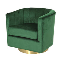 Nera Swivel Armchair, Tufted Emerald Green Velvet, Gold Metal Base -BM335682