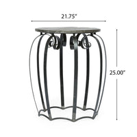 Side End Table, Gray Iron Frame, Round Brown Mango Wood Top, 21 Inch -BM335689