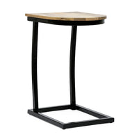 C Shaped End Table, Honey Brown Mango Wood, Black Iron, 18 Inch -BM335692