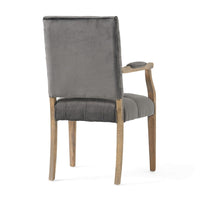 Accent Armchair, Diamond Tufted Charcoal Gray Velvet, Oak Brown Wood -BM335695