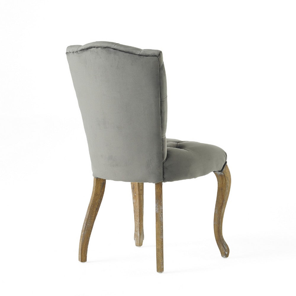 Tury Dining Side Chair Set of 2, Button Tufted, Classic Black Velvet -BM335698