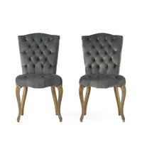 Tury Dining Side Chair Set of 2, Button Tufted, Classic Black Velvet -BM335698