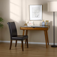 Iwa Writing Desk, 40 Inch Top w Drawer, Charcoal Gray Rubberwood Frame -BM335703