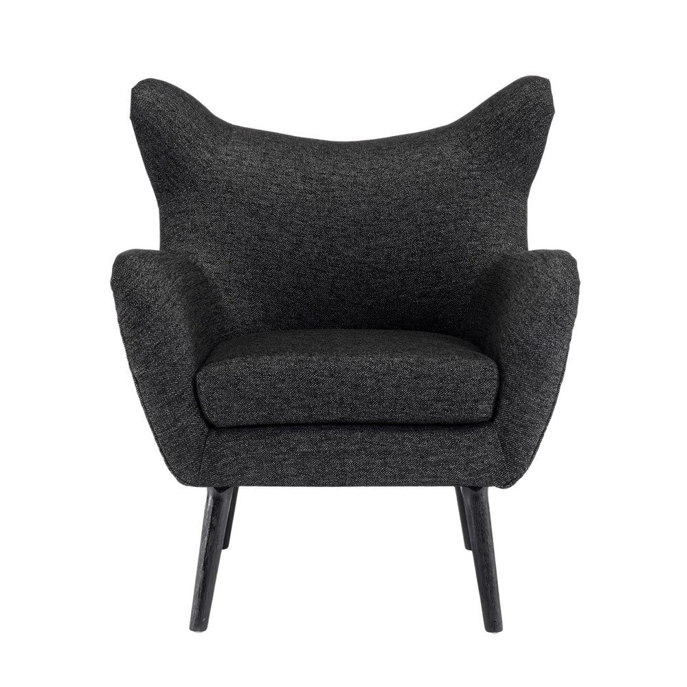 Modern Armchair, Wingback Design, Splayed Legs, Black Oak Wood -BM335705