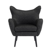 Modern Armchair, Wingback Design, Splayed Legs, Black Oak Wood -BM335705