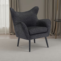 Modern Armchair, Wingback Design, Splayed Legs, Black Oak Wood -BM335705