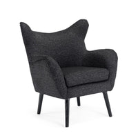 Modern Armchair, Wingback Design, Splayed Legs, Black Oak Wood -BM335705