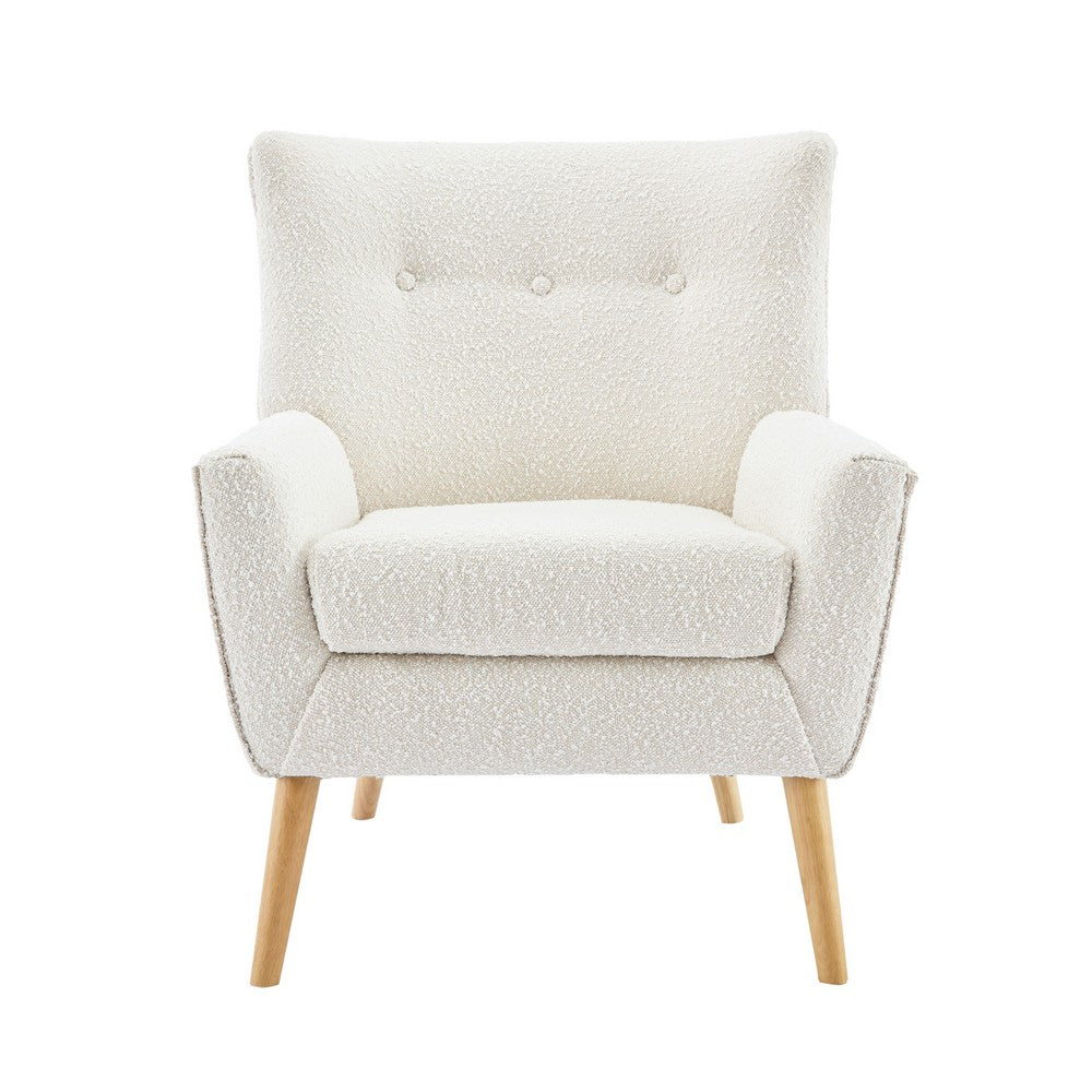 Accent Chair, Tufted Wingback, Modern Almond White Granular Fabric -BM335707