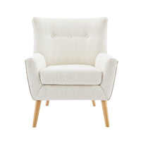 Accent Chair, Tufted Wingback, Modern Almond White Granular Fabric -BM335707