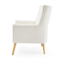 Accent Chair, Tufted Wingback, Modern Almond White Granular Fabric -BM335707