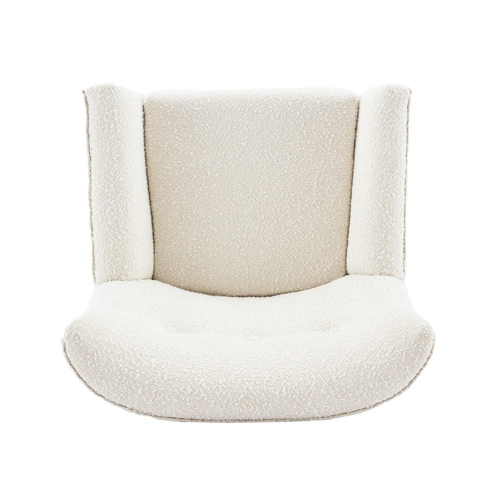 Accent Chair, Tufted Wingback, Modern Almond White Granular Fabric -BM335707