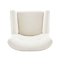 Accent Chair, Tufted Wingback, Modern Almond White Granular Fabric -BM335707