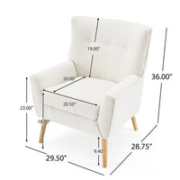 Accent Chair, Tufted Wingback, Modern Almond White Granular Fabric -BM335707