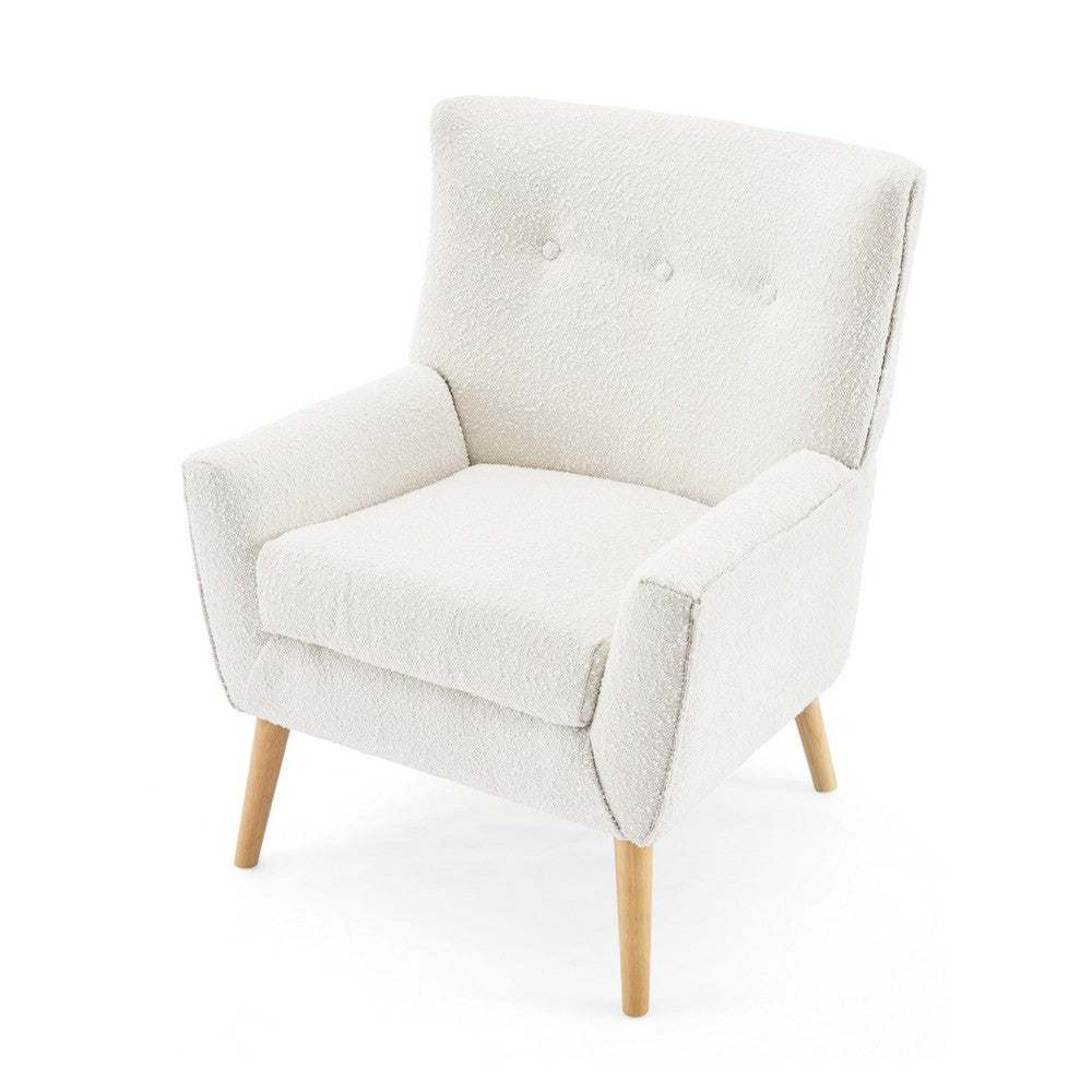 Accent Chair, Tufted Wingback, Modern Almond White Granular Fabric -BM335707