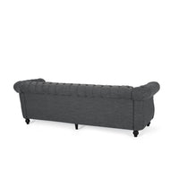 Zoa 3 Seater Sofa, Chesterfield Tufted Design, Charcoal Gray 85 Inch -BM335708