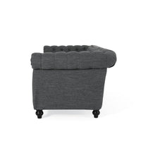 Zoa 3 Seater Sofa, Chesterfield Tufted Design, Charcoal Gray 85 Inch -BM335708