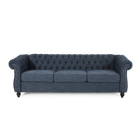 Zoa 3 Seater Sofa, Chesterfield Tufted Design, Navy Blue 85 Inch -BM335709