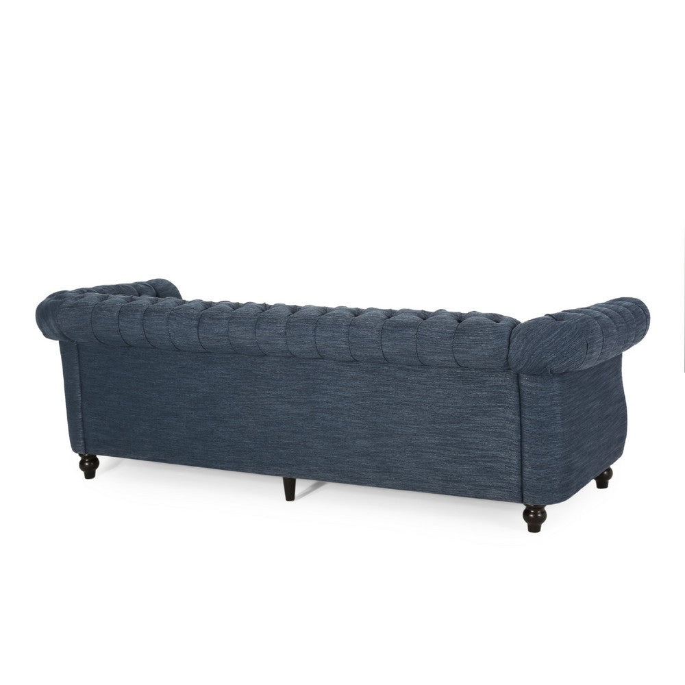 Zoa 3 Seater Sofa, Chesterfield Tufted Design, Navy Blue 85 Inch -BM335709