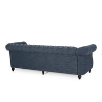 Zoa 3 Seater Sofa, Chesterfield Tufted Design, Navy Blue 85 Inch -BM335709
