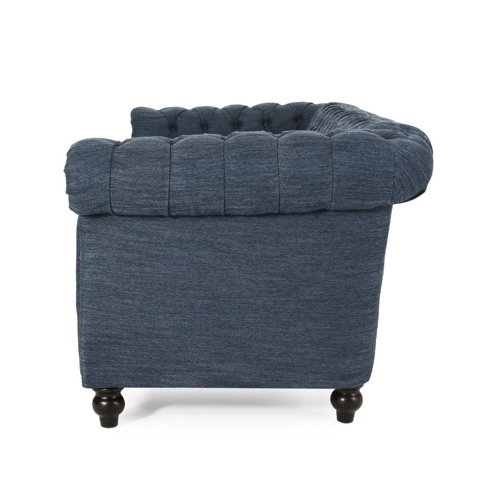 Zoa 3 Seater Sofa, Chesterfield Tufted Design, Navy Blue 85 Inch -BM335709