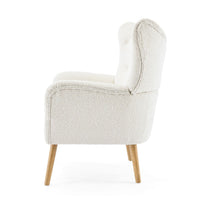 Modern Armchair, Button Tufted Wingback, Soft Almond White -BM335712