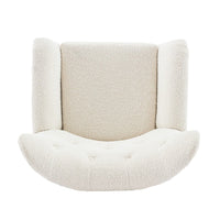 Modern Armchair, Button Tufted Wingback, Soft Almond White -BM335712