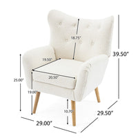 Modern Armchair, Button Tufted Wingback, Soft Almond White -BM335712
